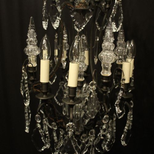 FRENCH BRONZE CRYSTAL 8 LIGHT CAGE CHANDELIER - ADDITIONAL PHOTO 6