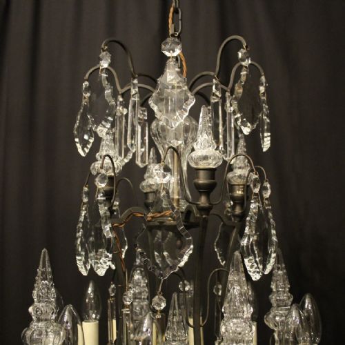 FRENCH BRONZE CRYSTAL 8 LIGHT CAGE CHANDELIER - ADDITIONAL PHOTO 7