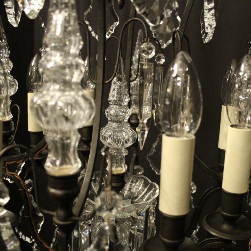 FRENCH BRONZE CRYSTAL 8 LIGHT CAGE CHANDELIER - ADDITIONAL PHOTO 8