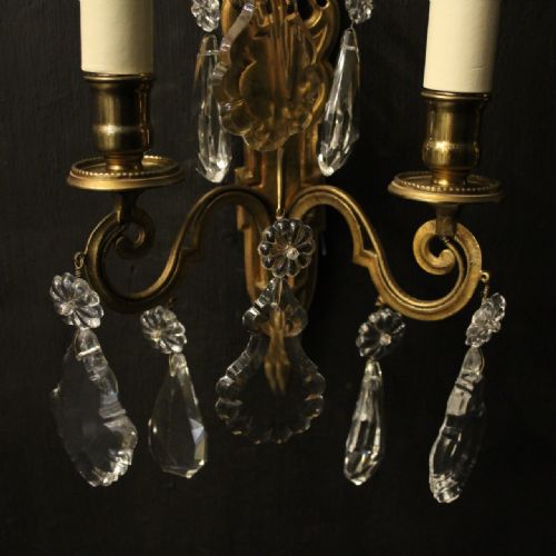 FRENCH PAIR OF GILDED TWIN ARM WALL LIGHTS - ADDITIONAL PHOTO 2