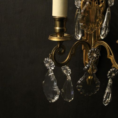 FRENCH PAIR OF GILDED TWIN ARM WALL LIGHTS - ADDITIONAL PHOTO 3