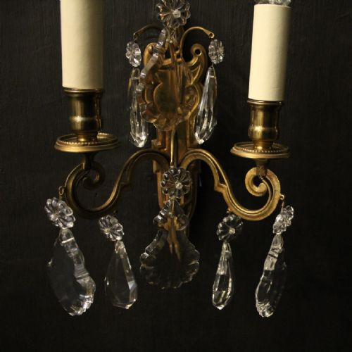 FRENCH PAIR OF GILDED TWIN ARM WALL LIGHTS - ADDITIONAL PHOTO 4