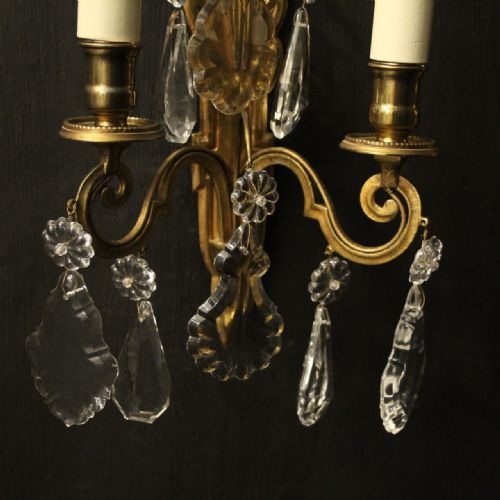 FRENCH PAIR OF GILDED TWIN ARM WALL LIGHTS - ADDITIONAL PHOTO 5
