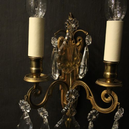 FRENCH PAIR OF GILDED TWIN ARM WALL LIGHTS - ADDITIONAL PHOTO 6