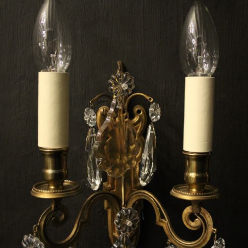 FRENCH PAIR OF GILDED TWIN ARM WALL LIGHTS - ADDITIONAL PHOTO 7