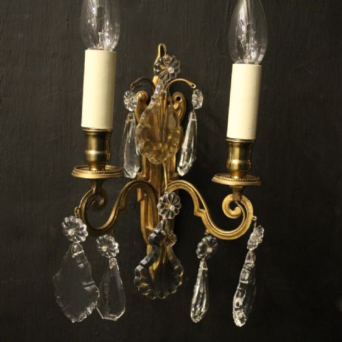 FRENCH PAIR OF GILDED TWIN ARM WALL LIGHTS - ADDITIONAL PHOTO 8