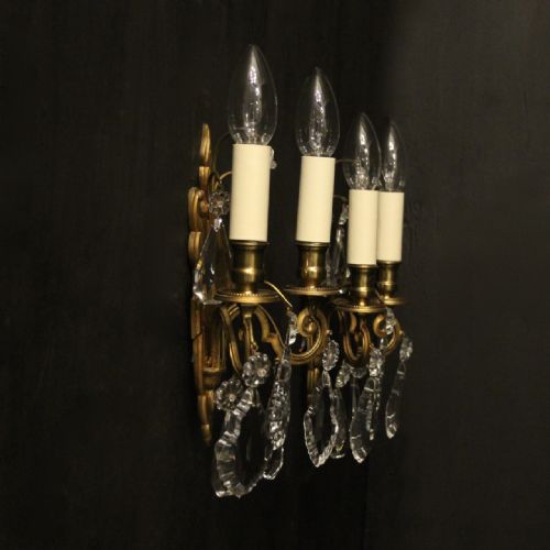 FRENCH PAIR OF GILDED TWIN ARM WALL LIGHTS - ADDITIONAL PHOTO 9