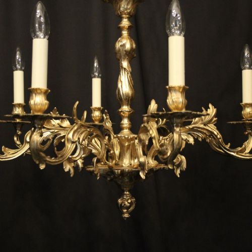 FRENCH GILDED BRASS 8 LIGHT CHANDELIER - ADDITIONAL PHOTO 1