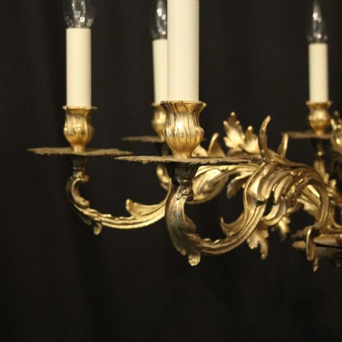 FRENCH GILDED BRASS 8 LIGHT CHANDELIER - ADDITIONAL PHOTO 6