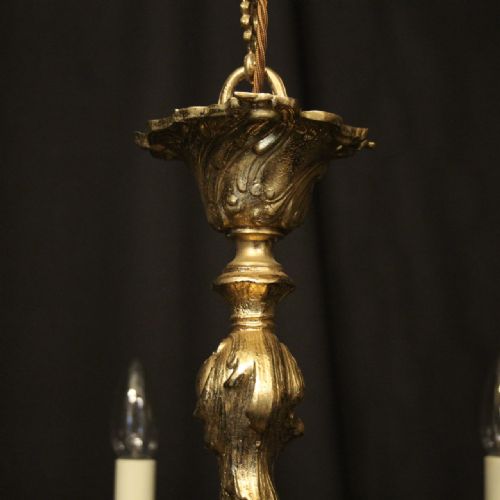 FRENCH GILDED BRASS 8 LIGHT CHANDELIER - ADDITIONAL PHOTO 7