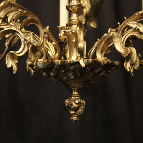 FRENCH GILDED BRASS 8 LIGHT CHANDELIER - ADDITIONAL PHOTO 8