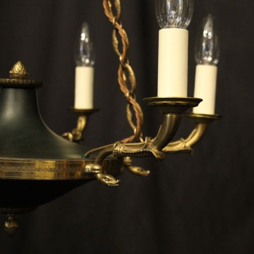 FRENCH GILDED BRASS EMPIRE 6 LIGHT CHANDELIER - ADDITIONAL PHOTO 1