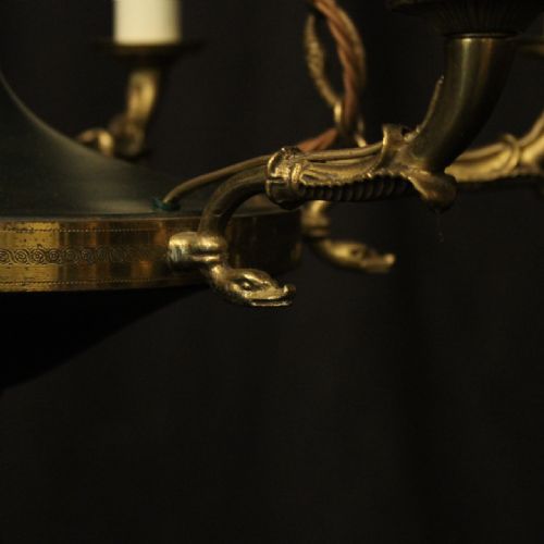 FRENCH GILDED BRASS EMPIRE 6 LIGHT CHANDELIER - ADDITIONAL PHOTO 2