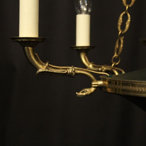 FRENCH GILDED BRASS EMPIRE 6 LIGHT CHANDELIER - ADDITIONAL PHOTO 3