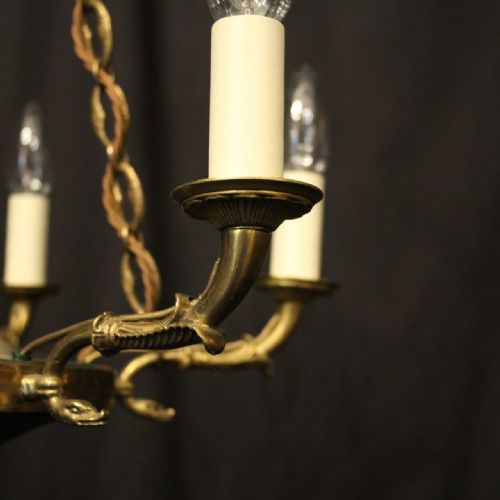 FRENCH GILDED BRASS EMPIRE 6 LIGHT CHANDELIER - ADDITIONAL PHOTO 4