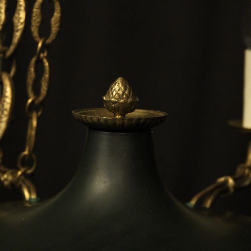 FRENCH GILDED BRASS EMPIRE 6 LIGHT CHANDELIER - ADDITIONAL PHOTO 7