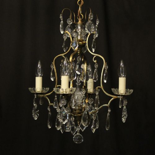 french gilded 4 light cage antique chandelier - CATEGORY: ANTIQUE LIGHTING - DATED 1920