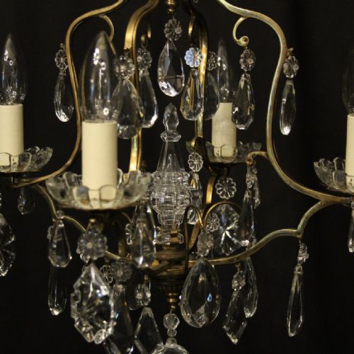 FRENCH GILDED 4 LIGHT CAGE ANTIQUE CHANDELIER - ADDITIONAL PHOTO 2
