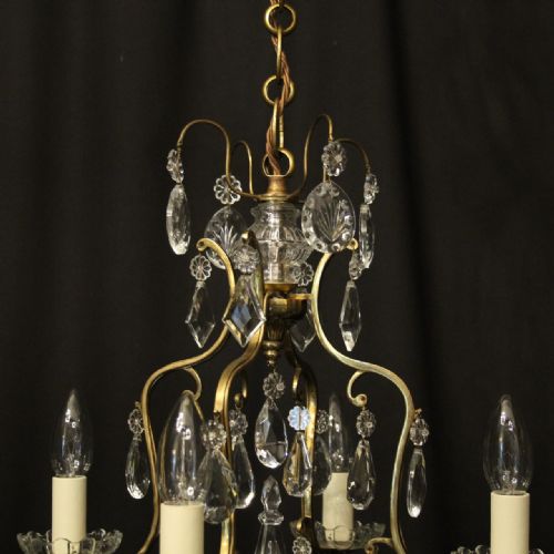 FRENCH GILDED 4 LIGHT CAGE ANTIQUE CHANDELIER - ADDITIONAL PHOTO 3