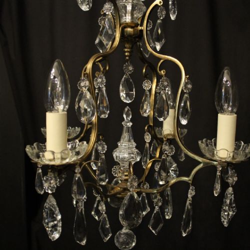 FRENCH GILDED 4 LIGHT CAGE ANTIQUE CHANDELIER - ADDITIONAL PHOTO 7