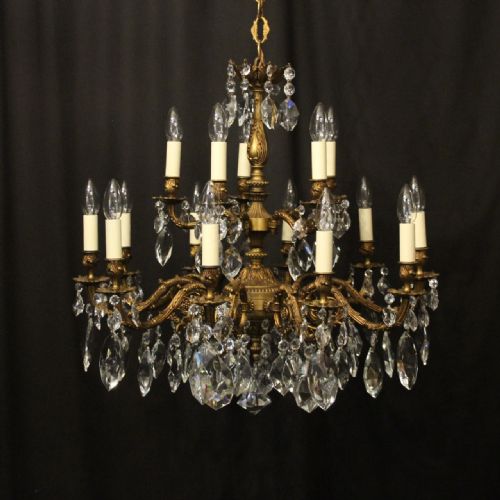 italian gilded 15 light double tiered antique chandelier - CATEGORY: ANTIQUE LIGHTING - DATED 1920