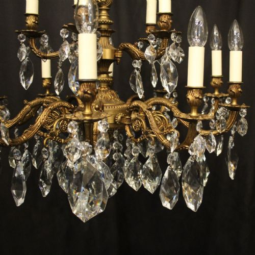 ITALIAN GILDED 15 LIGHT DOUBLE TIERED ANTIQUE CHANDELIER - ADDITIONAL PHOTO 1