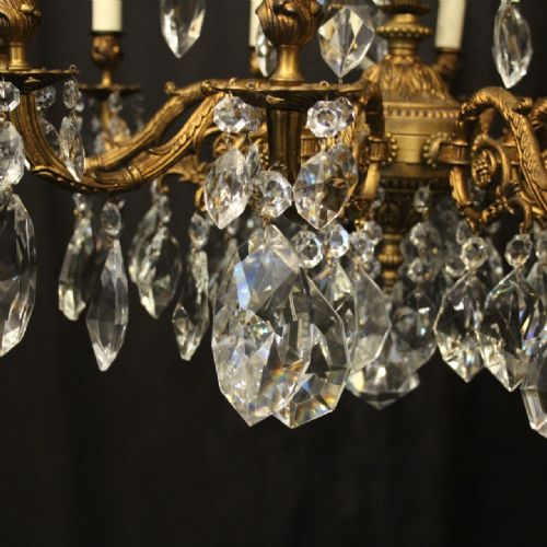 ITALIAN GILDED 15 LIGHT DOUBLE TIERED ANTIQUE CHANDELIER - ADDITIONAL PHOTO 3