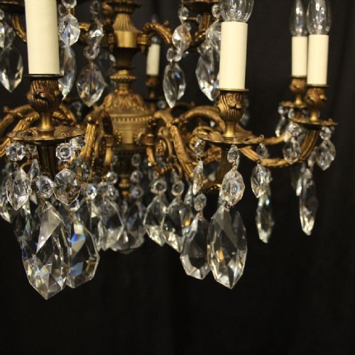 ITALIAN GILDED 15 LIGHT DOUBLE TIERED ANTIQUE CHANDELIER - ADDITIONAL PHOTO 6