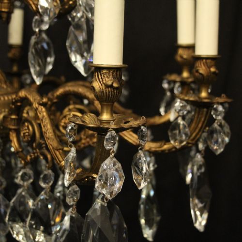 ITALIAN GILDED 15 LIGHT DOUBLE TIERED ANTIQUE CHANDELIER - ADDITIONAL PHOTO 7