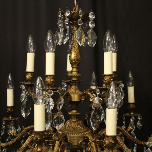 ITALIAN GILDED 15 LIGHT DOUBLE TIERED ANTIQUE CHANDELIER - ADDITIONAL PHOTO 8
