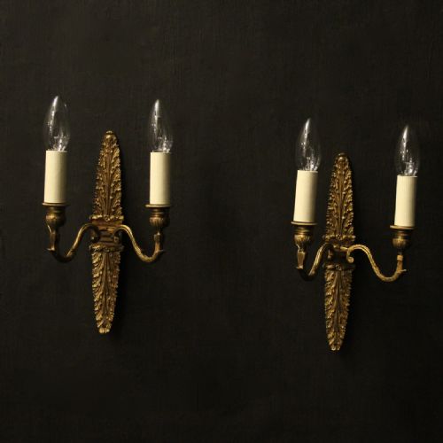 french pair of gilded bronze antique wall sconces - CATEGORY: ANTIQUE LIGHTING - DATED 1910