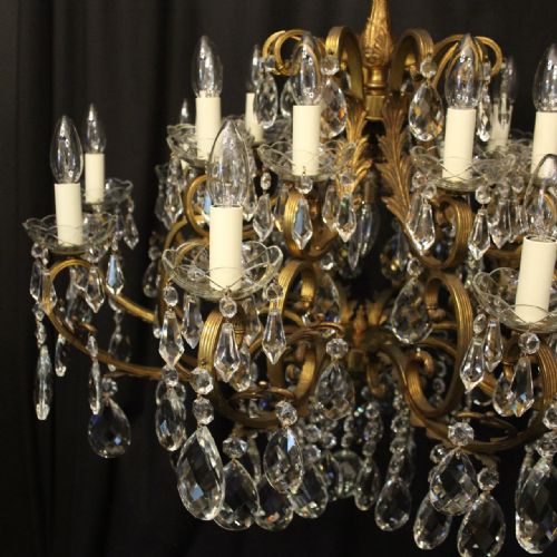 ITALIAN GILDED BRONZE CRYSTAL 21 LIGHT ANTIQUE CHANDELIER - ADDITIONAL PHOTO 1