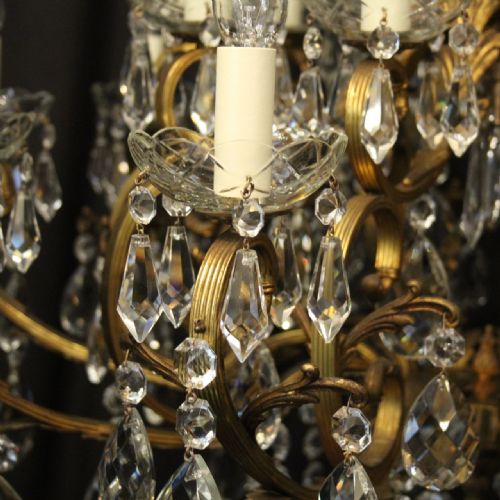 ITALIAN GILDED BRONZE CRYSTAL 21 LIGHT ANTIQUE CHANDELIER - ADDITIONAL PHOTO 3
