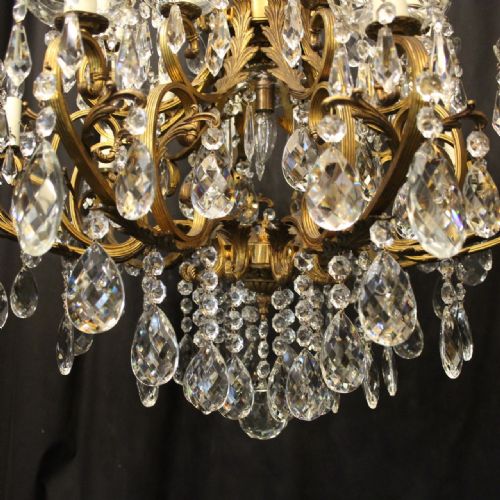 ITALIAN GILDED BRONZE CRYSTAL 21 LIGHT ANTIQUE CHANDELIER - ADDITIONAL PHOTO 7