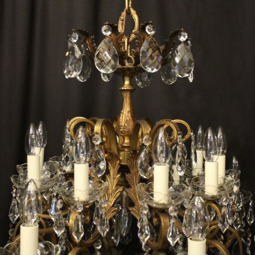 ITALIAN GILDED BRONZE CRYSTAL 21 LIGHT ANTIQUE CHANDELIER - ADDITIONAL PHOTO 8
