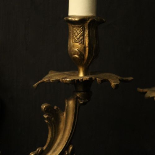 FRENCH PAIR OF BRONZE ANTIQUE WALL SCONCES - ADDITIONAL PHOTO 3