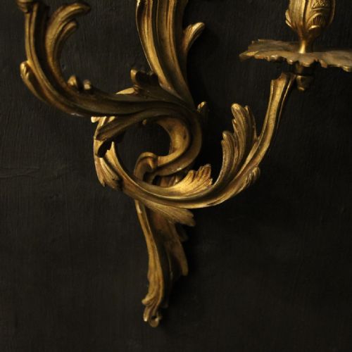 FRENCH PAIR OF BRONZE ANTIQUE WALL SCONCES - ADDITIONAL PHOTO 8