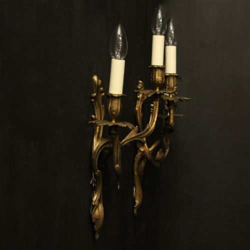 FRENCH PAIR OF BRONZE ANTIQUE WALL SCONCES - ADDITIONAL PHOTO 9