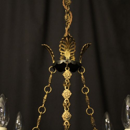 FRENCH GILDED BRONZE EMPIRE 4 LIGHT ANTIQUE CHANDELIER - ADDITIONAL PHOTO 7