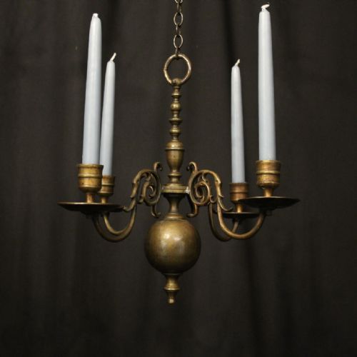 ENGLISH PAIR OF BRONZE ANTIQUE CHANDELIERS - ADDITIONAL PHOTO 1