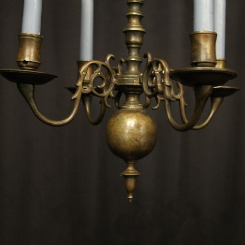 ENGLISH PAIR OF BRONZE ANTIQUE CHANDELIERS - ADDITIONAL PHOTO 2