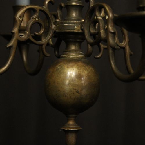 ENGLISH PAIR OF BRONZE ANTIQUE CHANDELIERS - ADDITIONAL PHOTO 3