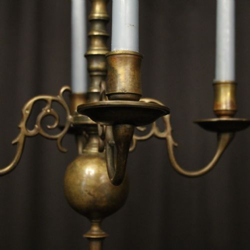 ENGLISH PAIR OF BRONZE ANTIQUE CHANDELIERS - ADDITIONAL PHOTO 4