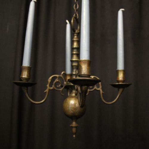 ENGLISH PAIR OF BRONZE ANTIQUE CHANDELIERS - ADDITIONAL PHOTO 5