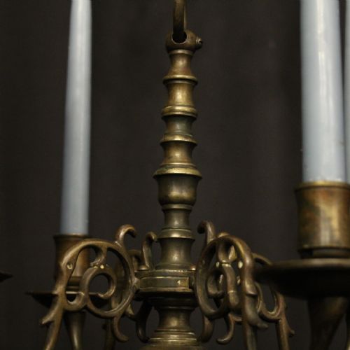 ENGLISH PAIR OF BRONZE ANTIQUE CHANDELIERS - ADDITIONAL PHOTO 7