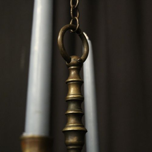 ENGLISH PAIR OF BRONZE ANTIQUE CHANDELIERS - ADDITIONAL PHOTO 8