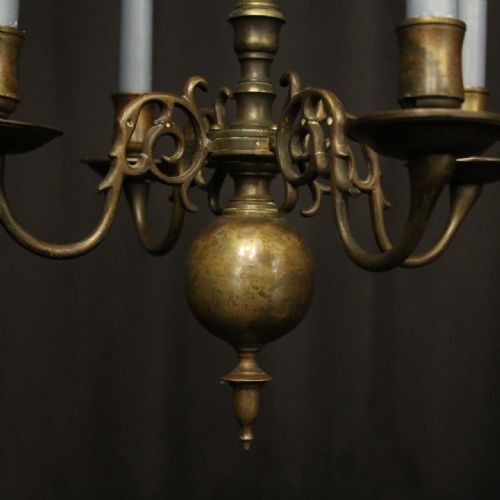 ENGLISH PAIR OF BRONZE ANTIQUE CHANDELIERS - ADDITIONAL PHOTO 9