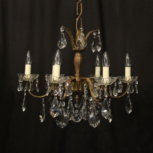french gilded 6 light antique chandelier - CATEGORY: ANTIQUE LIGHTING - DATED 1920