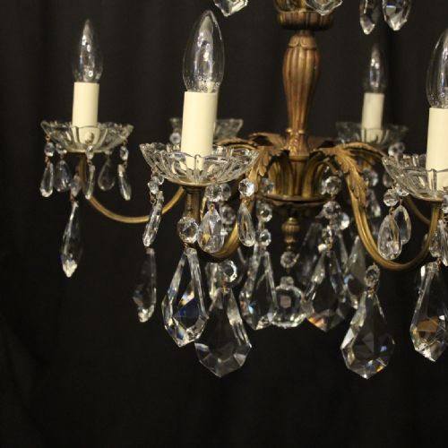 FRENCH GILDED 6 LIGHT ANTIQUE CHANDELIER - ADDITIONAL PHOTO 1