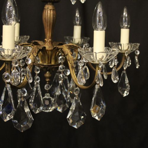 FRENCH GILDED 6 LIGHT ANTIQUE CHANDELIER - ADDITIONAL PHOTO 2